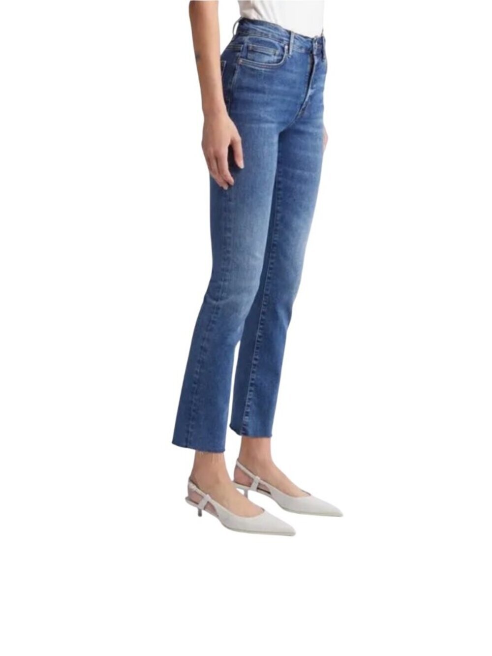 Frame Le High Straight Leg Raw Hem Denim Jeans Size 31 dark Wash